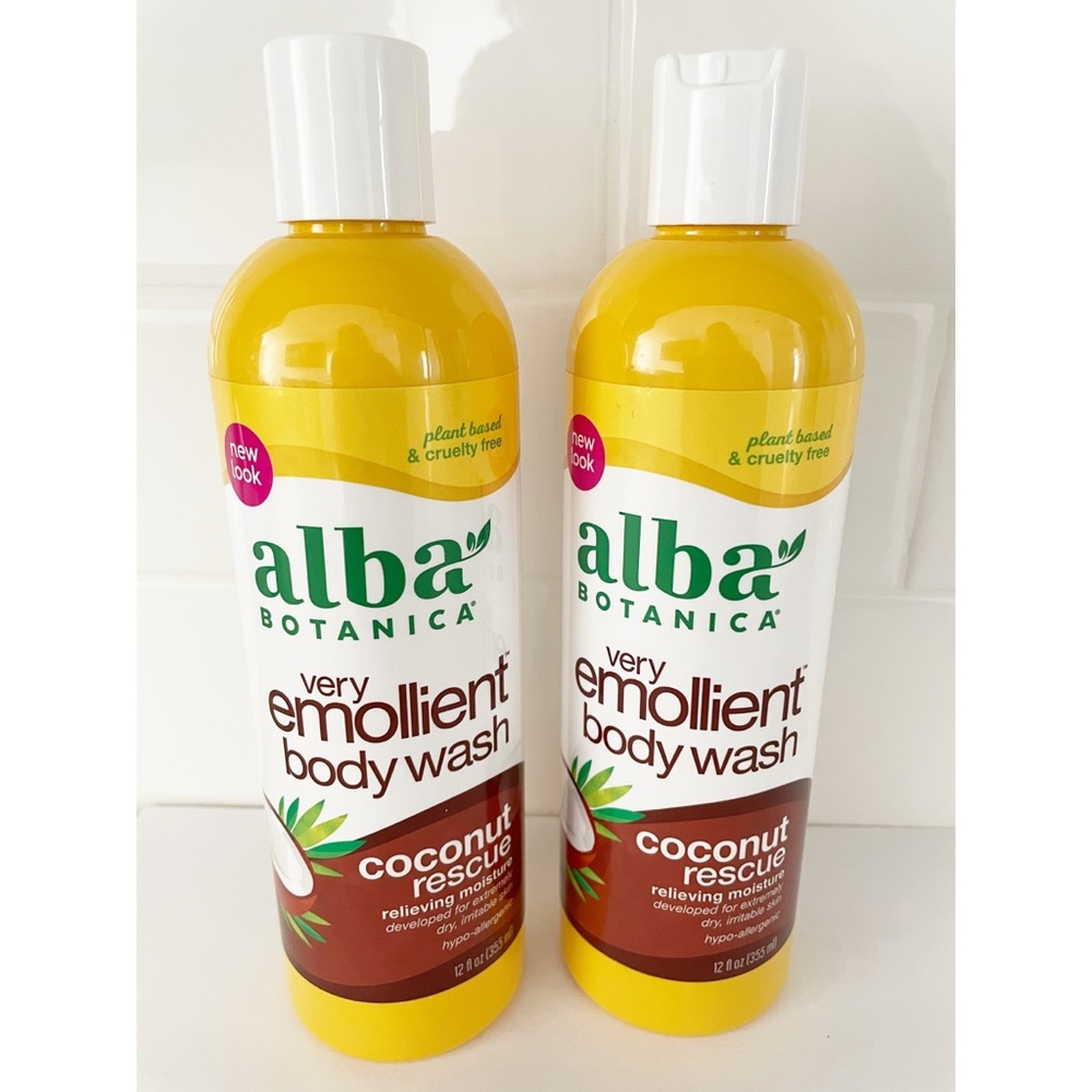 Alba Botanica Very Emollient Body Wash Coconut Rescue 12 fl oz - Set of 2, New